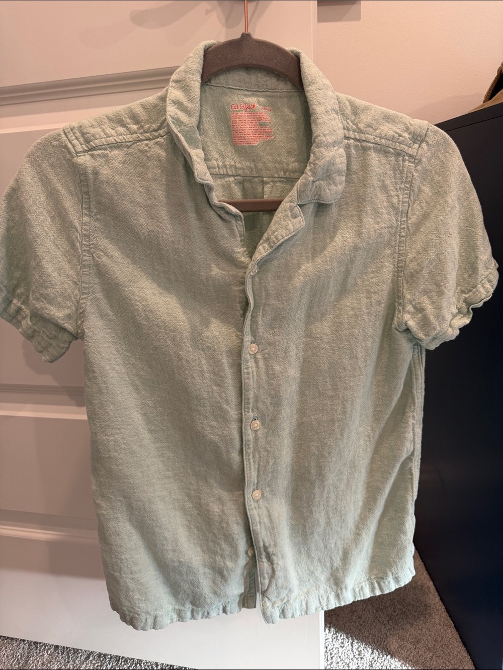 Cat & Jack Short-Sleeve Button-Down Shirt in Mint Green